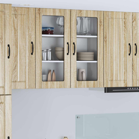 Wall Glass Cabinet LUCCA Sonoma Oak 80 x 31 x 80 cm