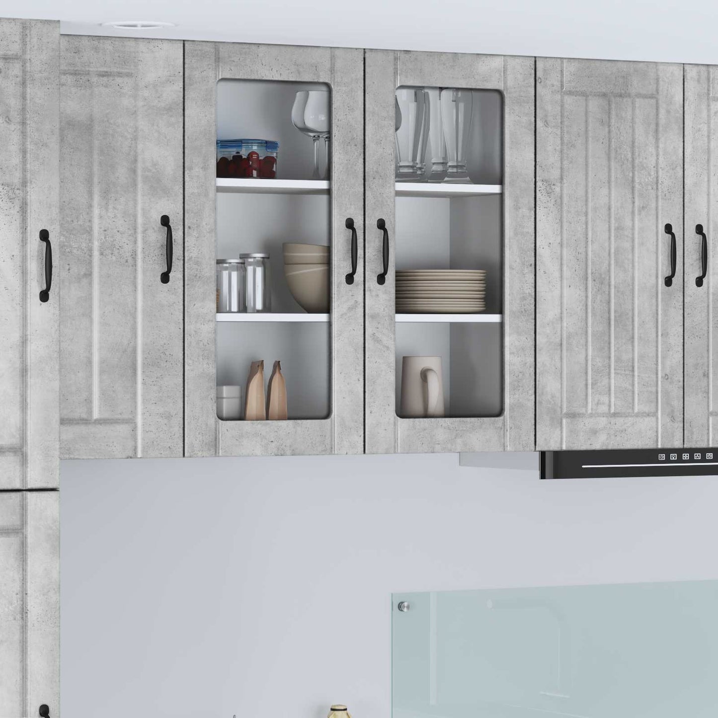 Wall Glass Cabinet LUCCA Concrete Grey 80 x 31 x 80 cm