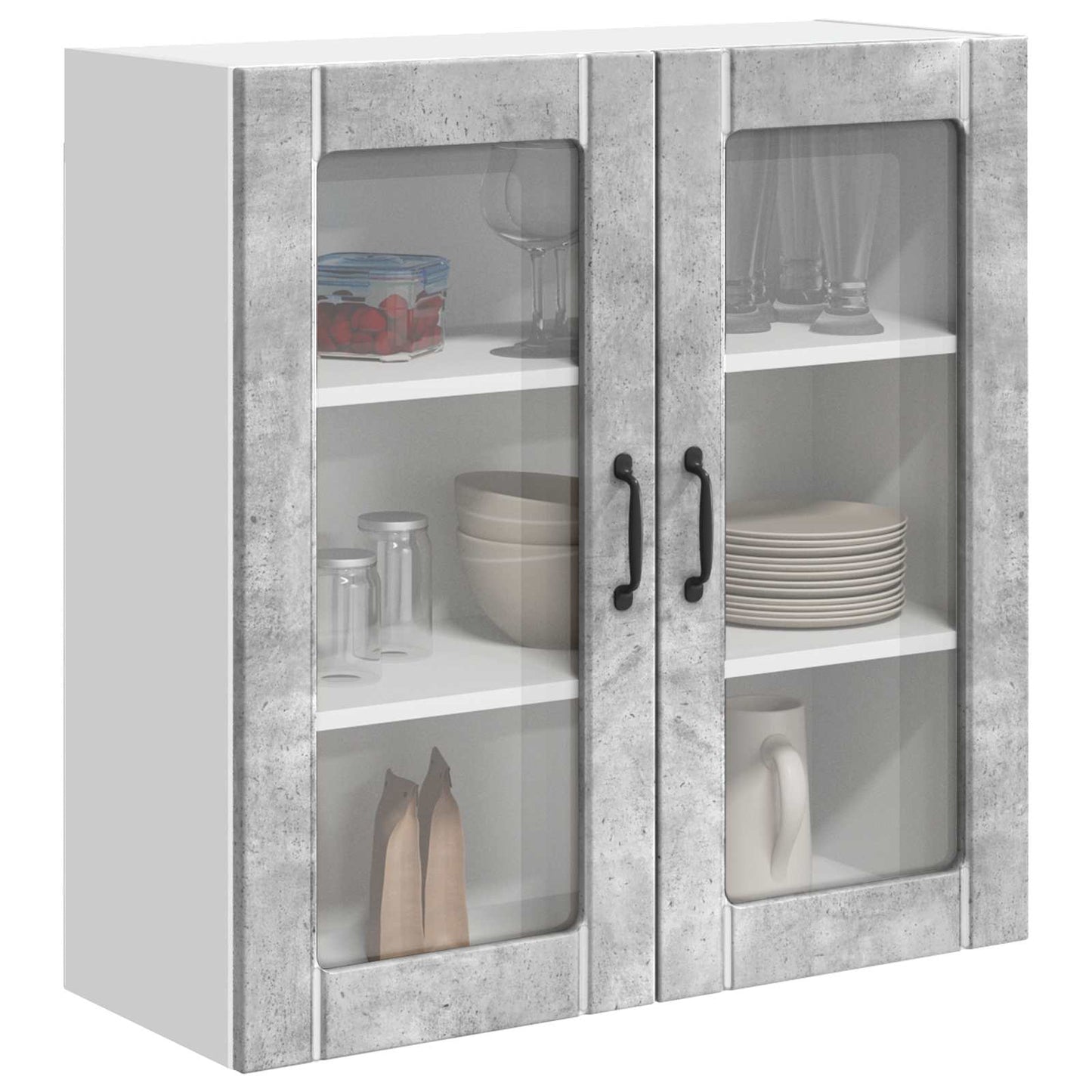 Wall Glass Cabinet LUCCA Concrete Grey 80 x 31 x 80 cm