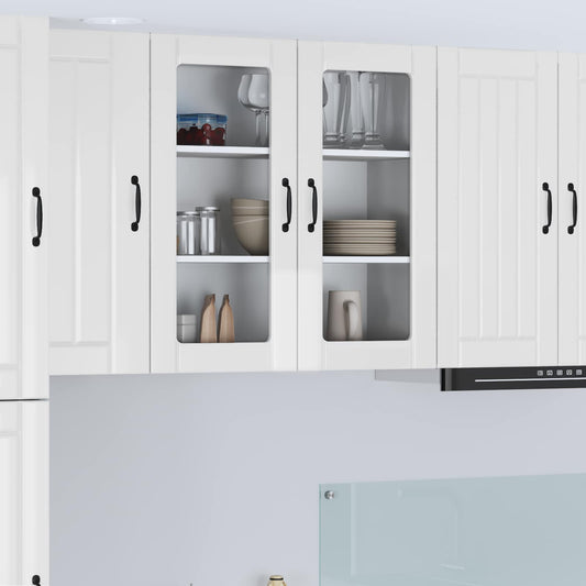 Wall Glass Cabinet LUCCA High Gloss White 80 x 31 x 80 cm
