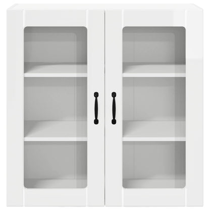 Wall Glass Cabinet LUCCA High Gloss White 80 x 31 x 80 cm