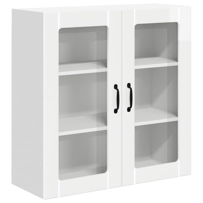 Wall Glass Cabinet LUCCA High Gloss White 80 x 31 x 80 cm