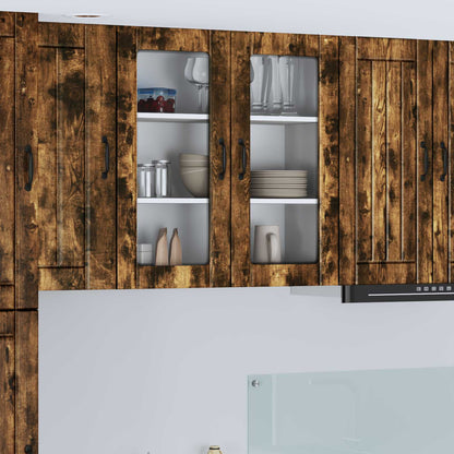 Wall Glass Cabinet LUCCA Smoked Oak 80 x 31 x 80 cm