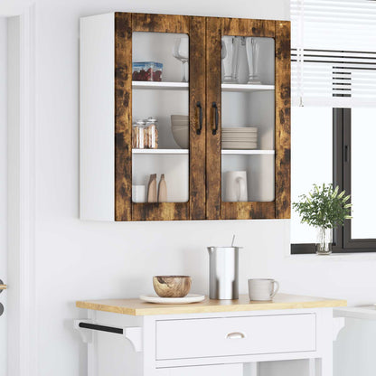 Wall Glass Cabinet LUCCA Smoked Oak 80 x 31 x 80 cm
