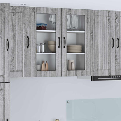 Wall Glass Cabinet LUCCA Grey Sonoma 80 x 31 x 80 cm