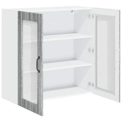 Wall Glass Cabinet LUCCA Grey Sonoma 80 x 31 x 80 cm