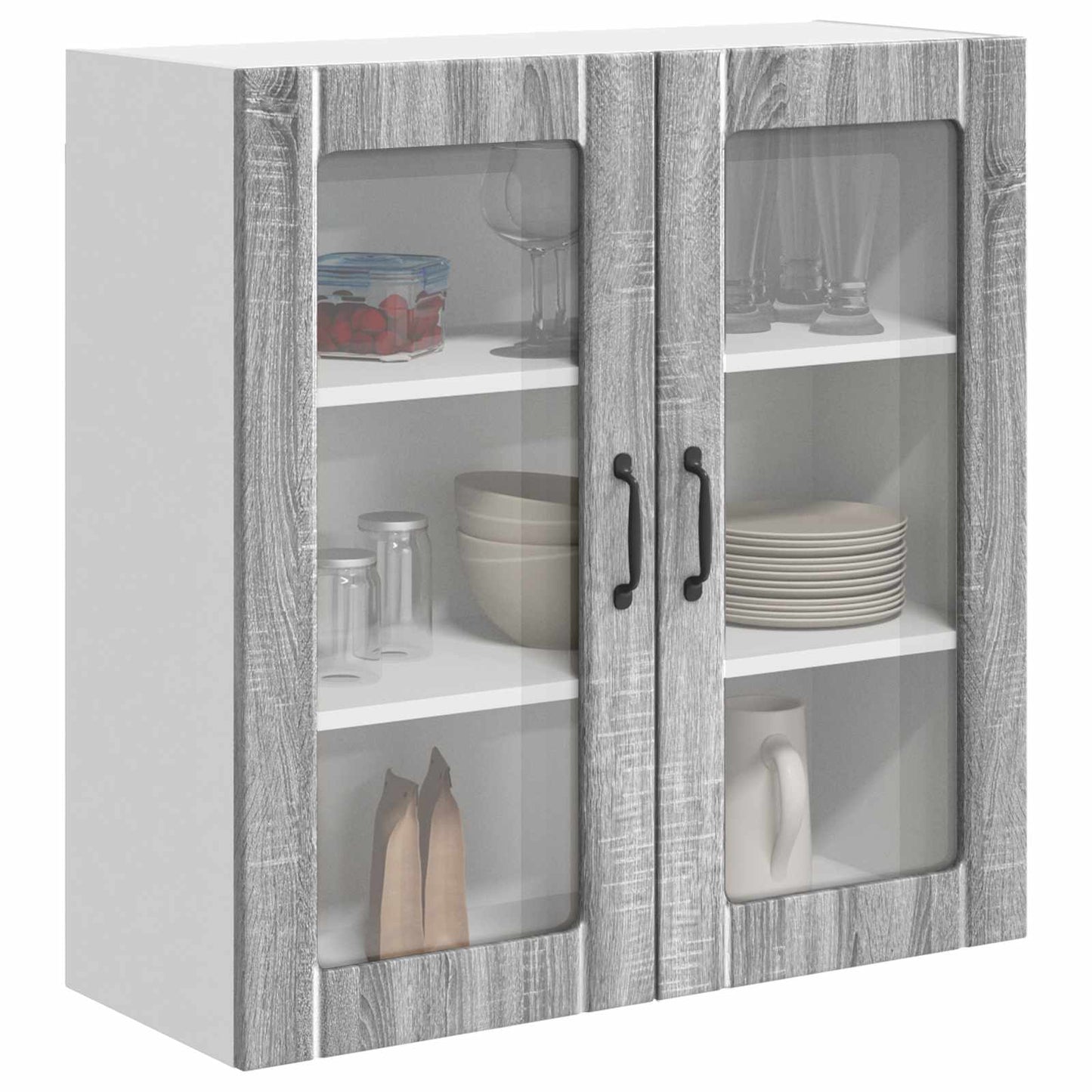 Wall Glass Cabinet LUCCA Grey Sonoma 80 x 31 x 80 cm