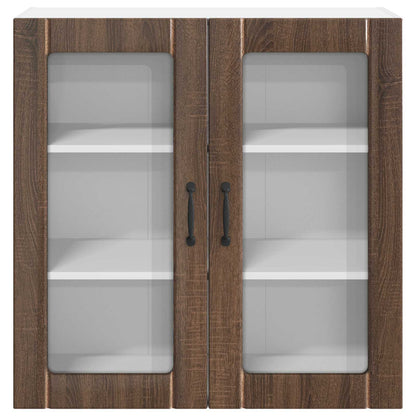 Wall Glass Cabinet LUCCA Brown Oak 80 x 31 x 80 cm