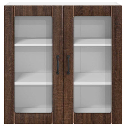 Wall Glass Cabinet LUCCA Brown Oak 80 x 31 x 80 cm