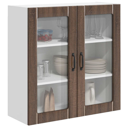 Wall Glass Cabinet LUCCA Brown Oak 80 x 31 x 80 cm