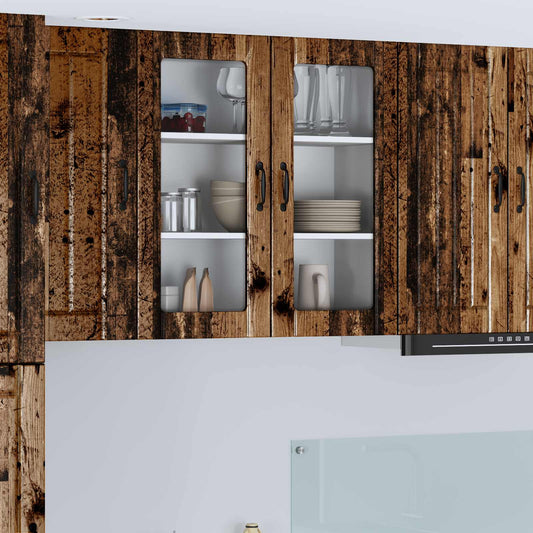 Wall Glass Cabinet LUCCA Old Wood 80 x 31 x 80 cm