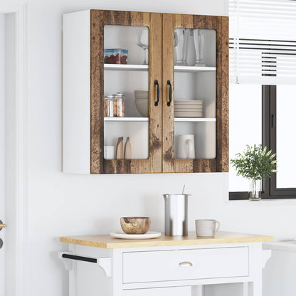 Wall Glass Cabinet LUCCA Old Wood 80 x 31 x 80 cm