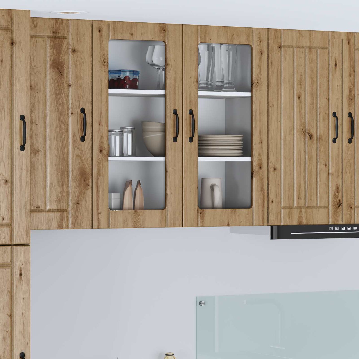 Wall Glass Cabinet LUCCA Artisan Oak 80 x 31 x 80 cm