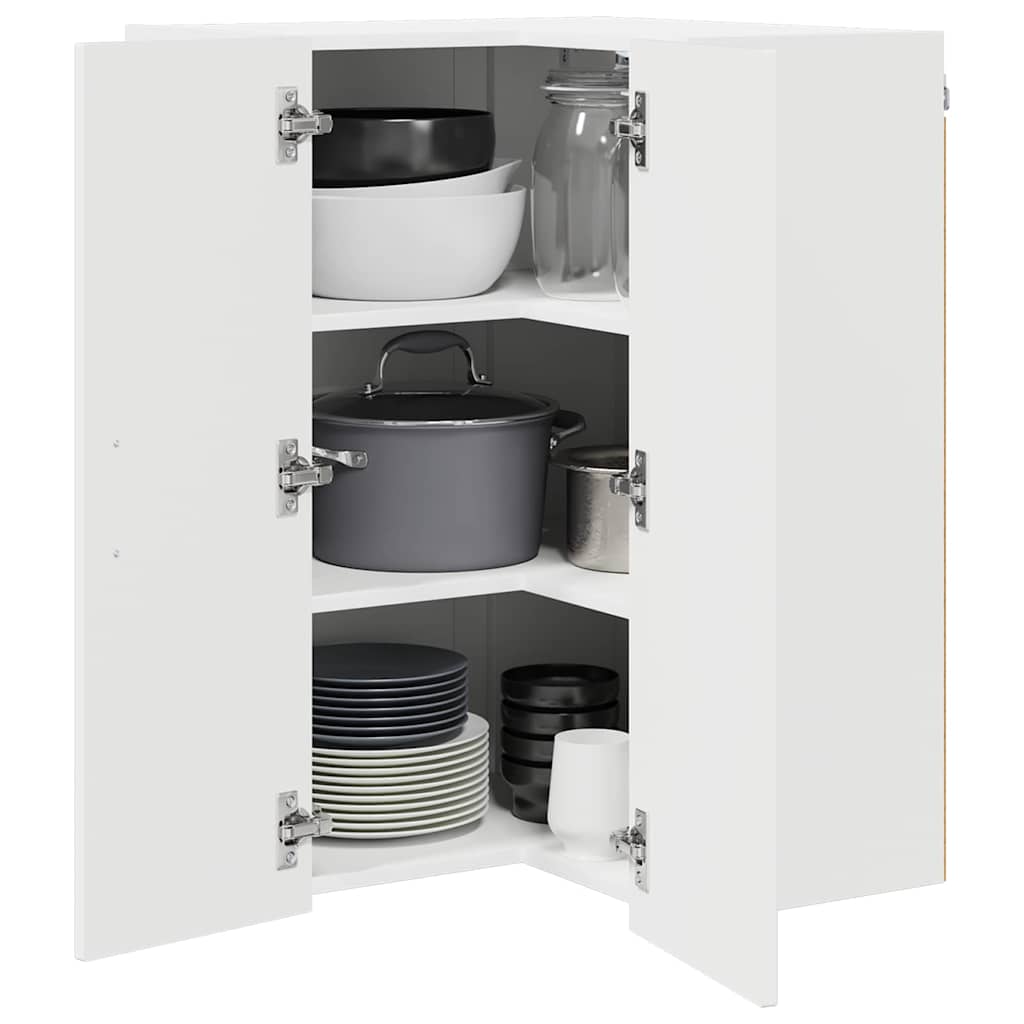 Wall Corner Cabinet LUCCA High Gloss White 57 x 57 x 80 cm