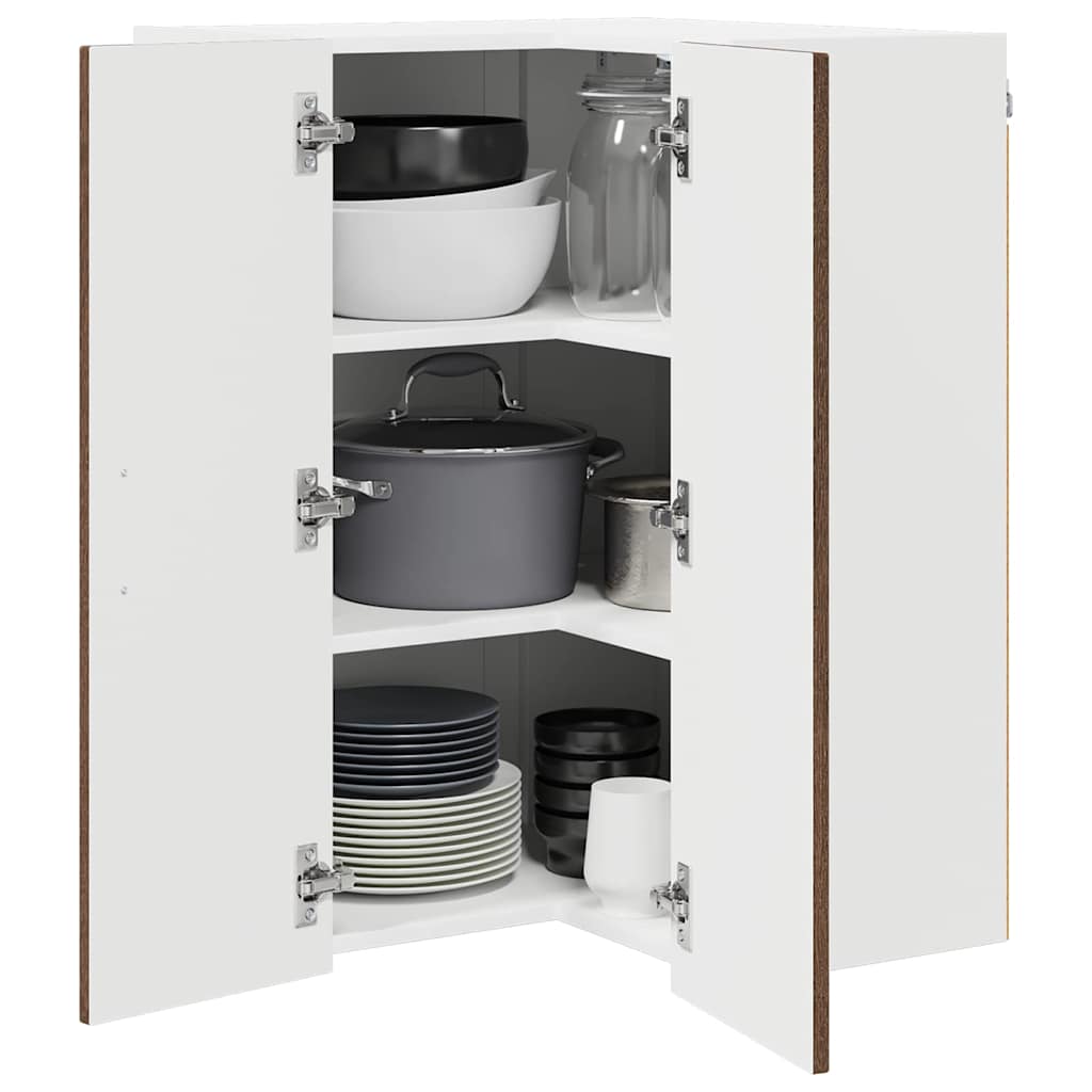 Wall Corner Cabinet LUCCA Brown Oak 57 x 57 x 80 cm
