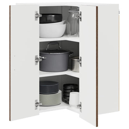 Wall Corner Cabinet LUCCA Brown Oak 57 x 57 x 80 cm