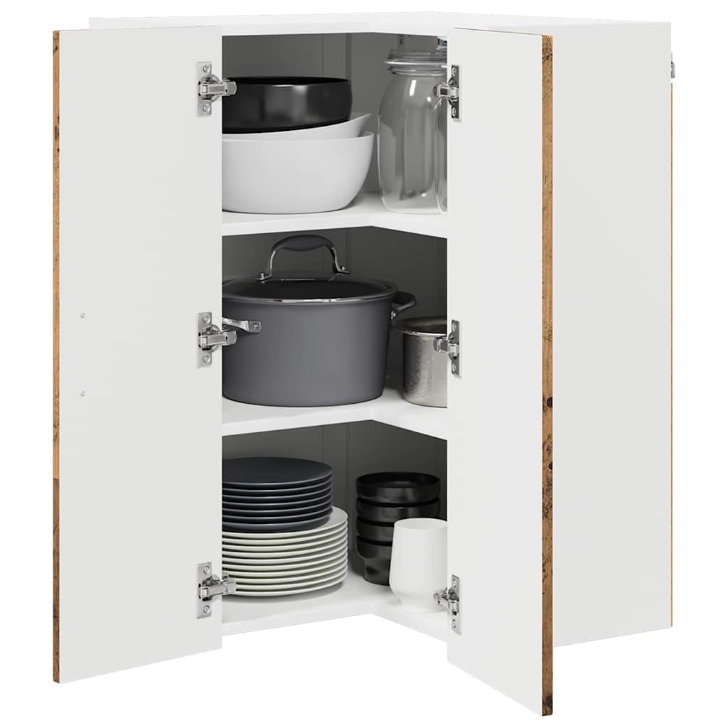 Wall Corner Cabinet LUCCA Old Wood 57 x 57 x 80 cm