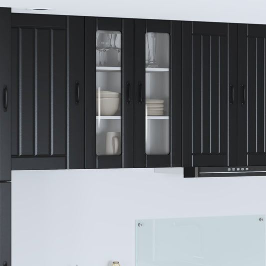 Wall Glass Cabinet LUCCA Black 60 x 31 x 80 cm Engineered Wood