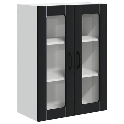 Wall Glass Cabinet LUCCA Black 60 x 31 x 80 cm Engineered Wood