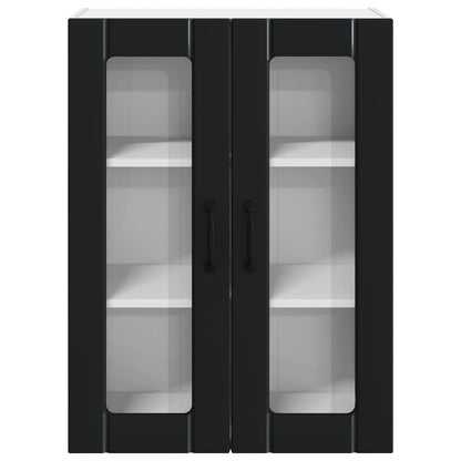 Wall Glass Cabinet LUCCA Black 60 x 31 x 80 cm Engineered Wood