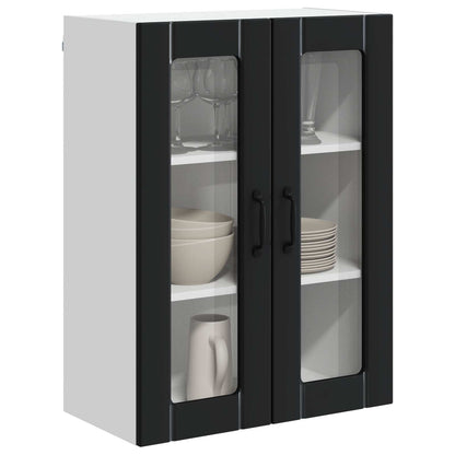 Wall Glass Cabinet LUCCA Black 60 x 31 x 80 cm Engineered Wood