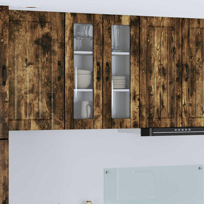 Wall Glass Cabinet LUCCA Smoked Oak 60 x 31 x 80 cm