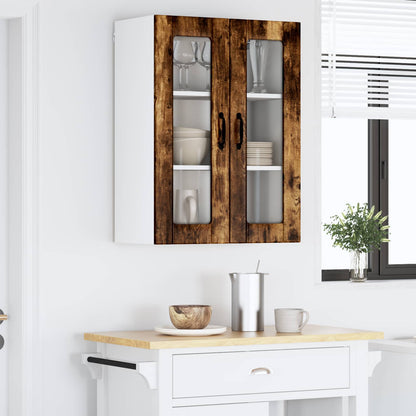 Wall Glass Cabinet LUCCA Smoked Oak 60 x 31 x 80 cm