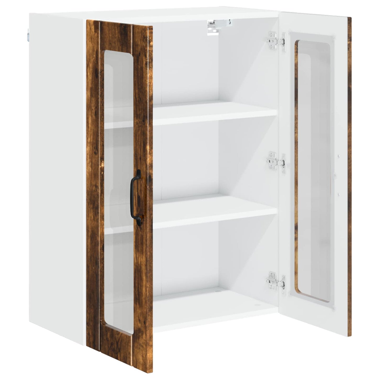 Wall Glass Cabinet LUCCA Smoked Oak 60 x 31 x 80 cm