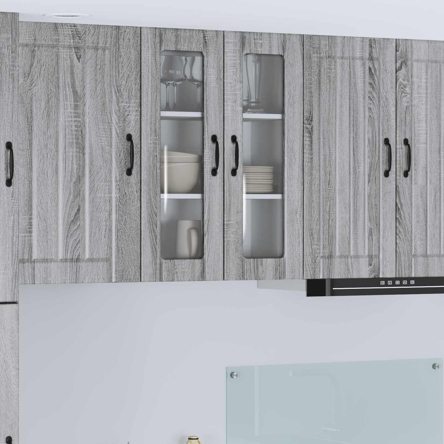 Wall Glass Cabinet LUCCA Grey Sonoma 60 x 31 x 80 cm