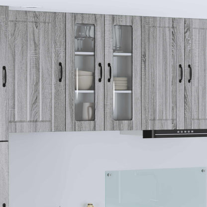 Wall Glass Cabinet LUCCA Grey Sonoma 60 x 31 x 80 cm