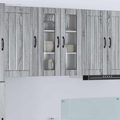 Wall Glass Cabinet LUCCA Grey Sonoma 60 x 31 x 80 cm