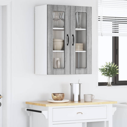 Wall Glass Cabinet LUCCA Grey Sonoma 60 x 31 x 80 cm