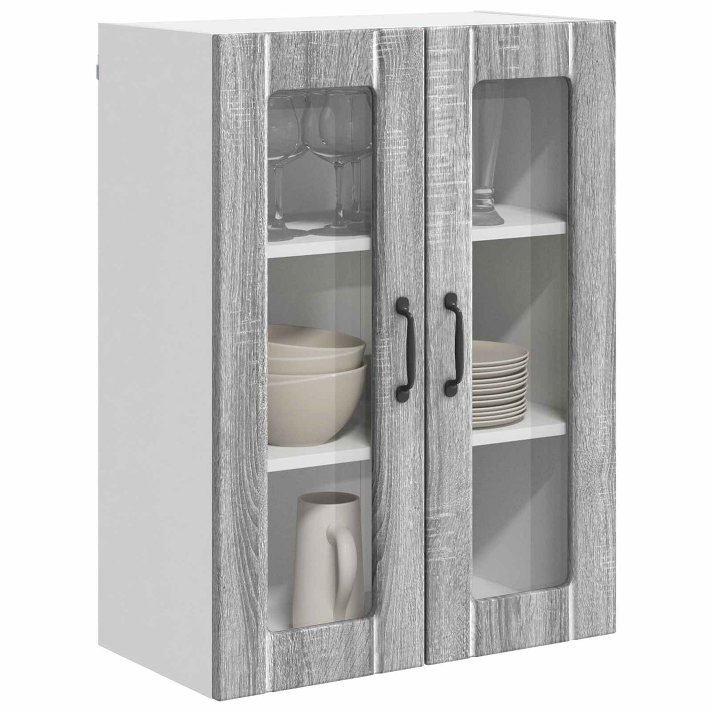 Wall Glass Cabinet LUCCA Grey Sonoma 60 x 31 x 80 cm