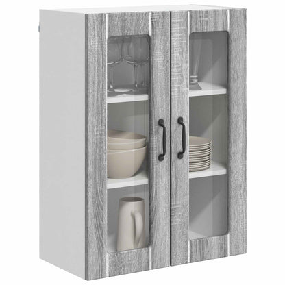 Wall Glass Cabinet LUCCA Grey Sonoma 60 x 31 x 80 cm