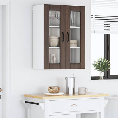 Wall Glass Cabinet LUCCA Brown Oak 60 x 31 x 80 cm