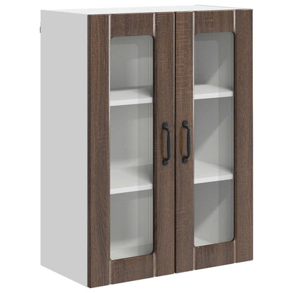 Wall Glass Cabinet LUCCA Brown Oak 60 x 31 x 80 cm