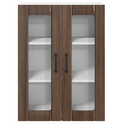 Wall Glass Cabinet LUCCA Brown Oak 60 x 31 x 80 cm