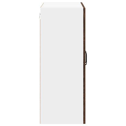 Wall Glass Cabinet LUCCA Brown Oak 60 x 31 x 80 cm