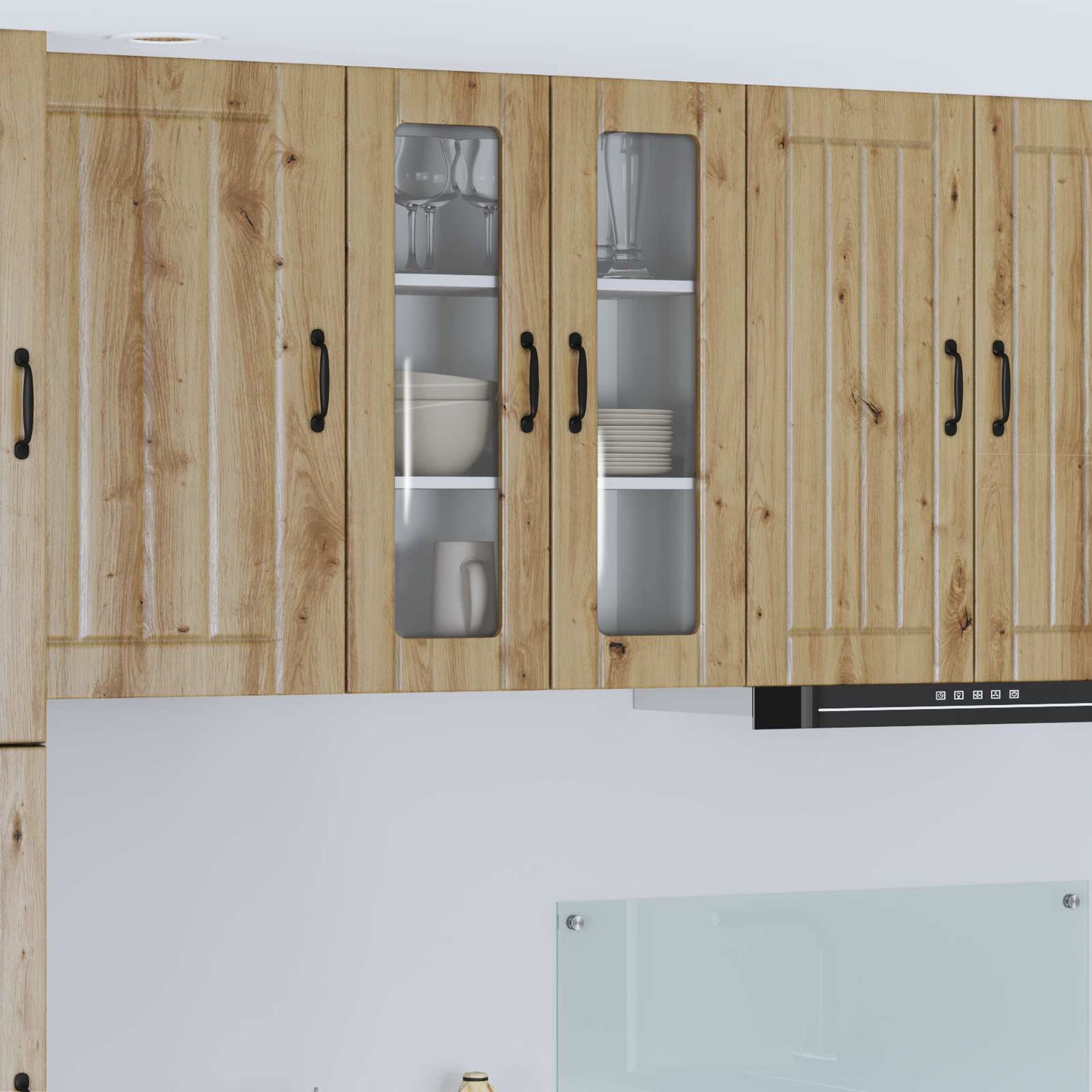 Wall Glass Cabinet LUCCA Artisan Oak 60 x 31 x 80 cm