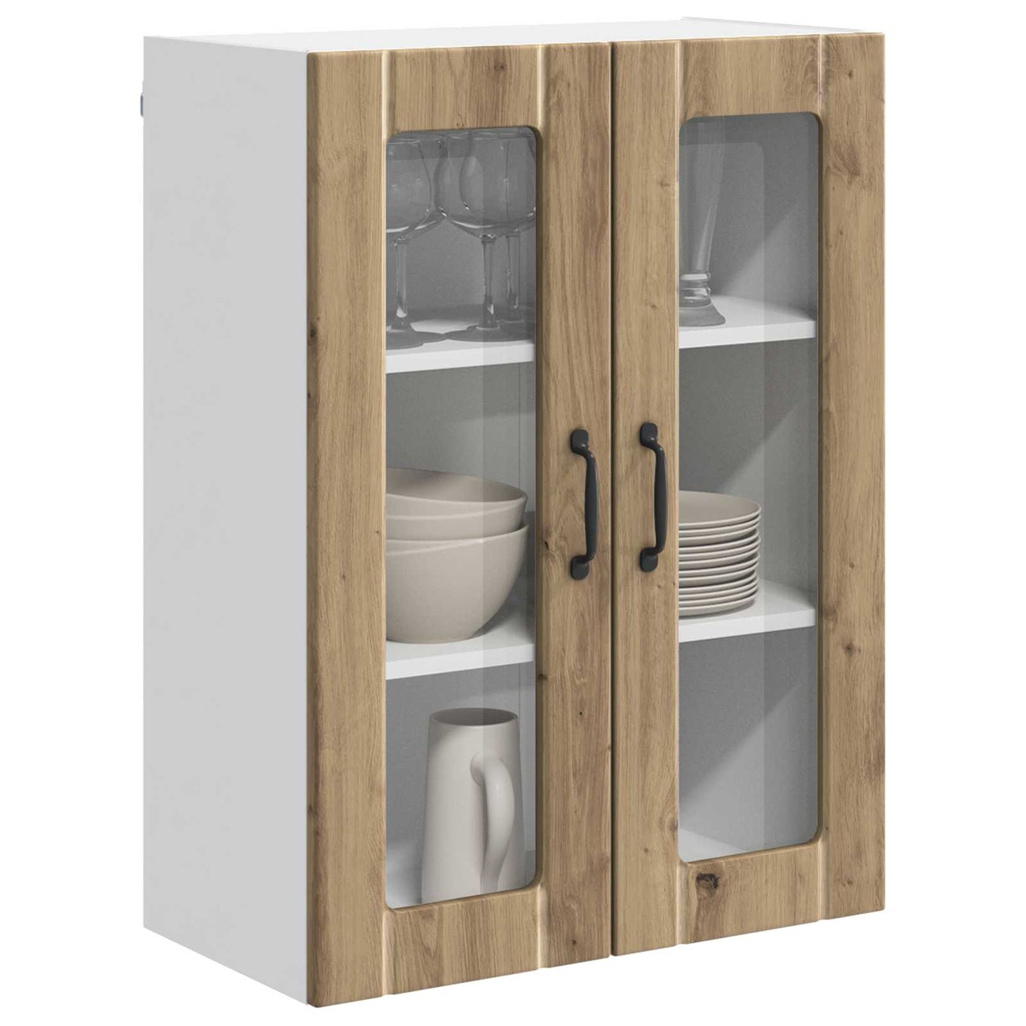 Wall Glass Cabinet LUCCA Artisan Oak 60 x 31 x 80 cm
