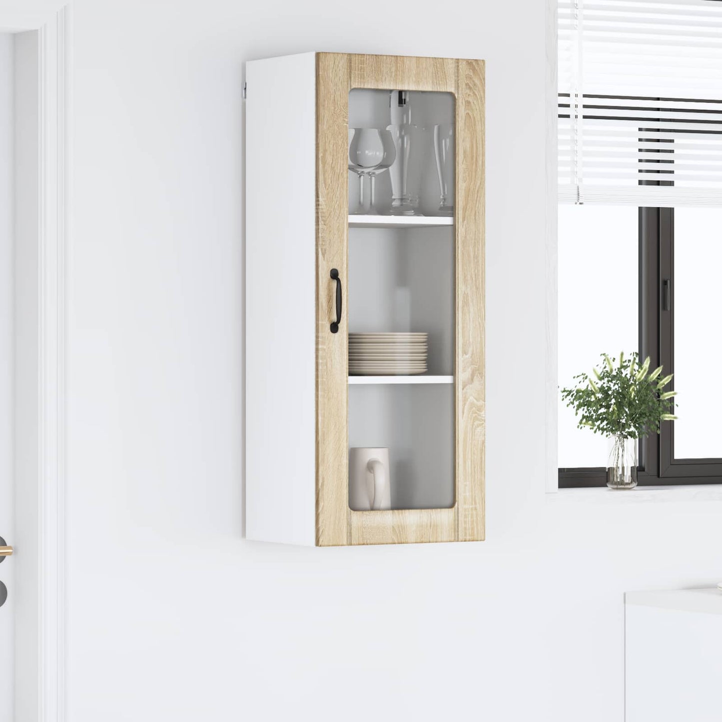 Wall Glass Cabinet LUCCA Sonoma Oak 40 x 31 x 100 cm