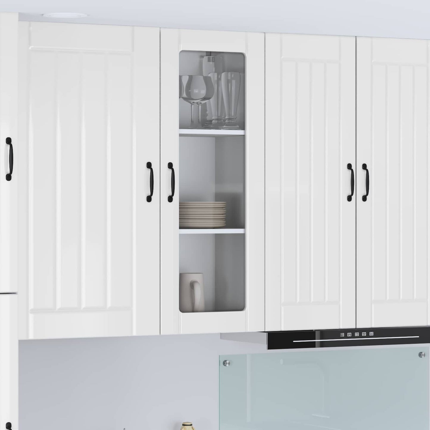 Wall Glass Cabinet LUCCA High Gloss White 40 x 31 x 100 cm