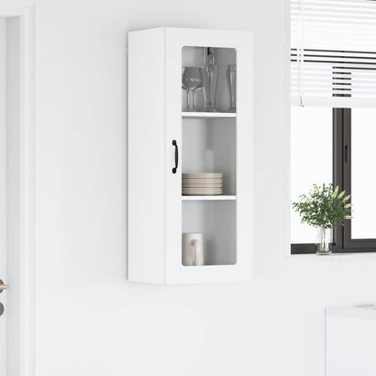 Wall Glass Cabinet LUCCA High Gloss White 40 x 31 x 100 cm