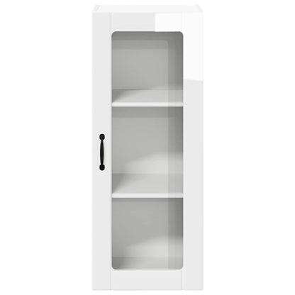 Wall Glass Cabinet LUCCA High Gloss White 40 x 31 x 100 cm
