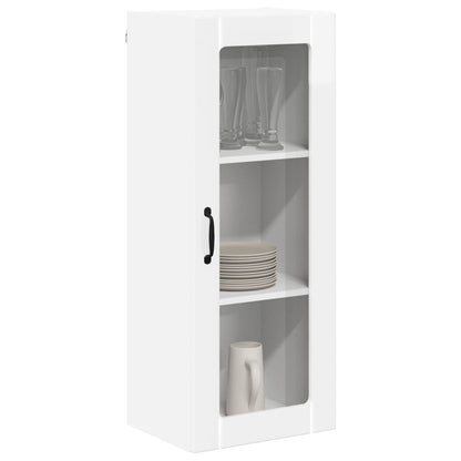 Wall Glass Cabinet LUCCA High Gloss White 40 x 31 x 100 cm