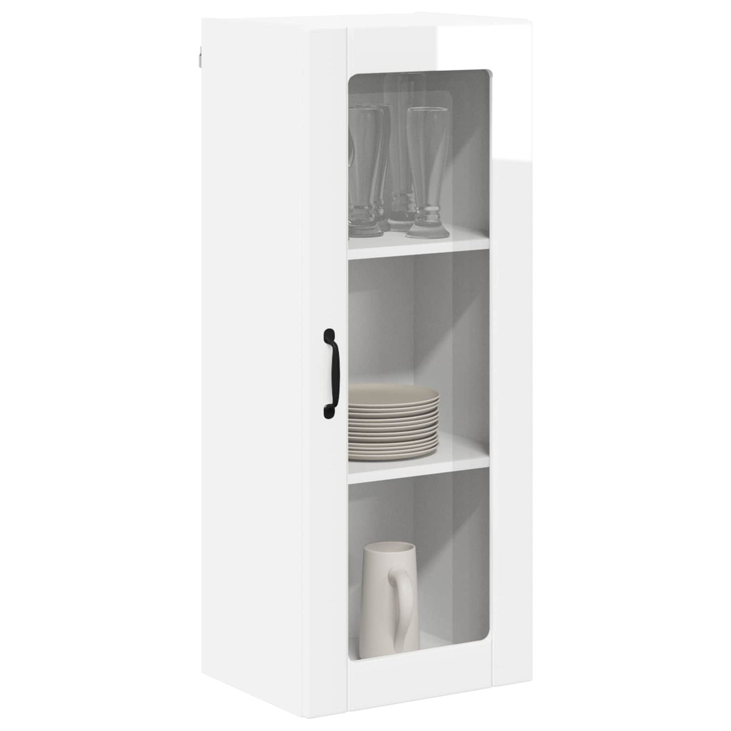 Wall Glass Cabinet LUCCA High Gloss White 40 x 31 x 100 cm