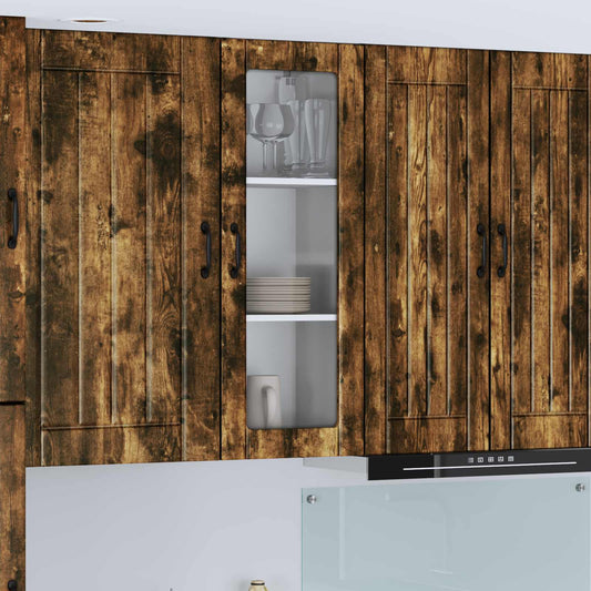 Wall Glass Cabinet LUCCA Smoked Oak 40 x 31 x 100 cm