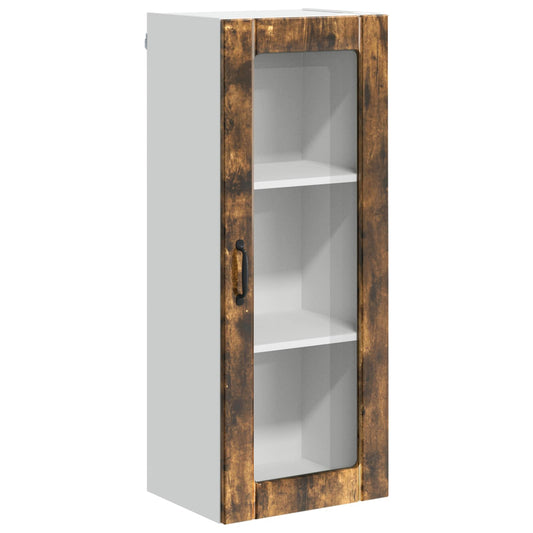 Wall Glass Cabinet LUCCA Smoked Oak 40 x 31 x 100 cm