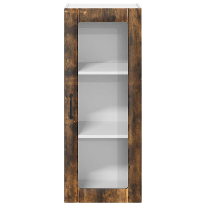 Wall Glass Cabinet LUCCA Smoked Oak 40 x 31 x 100 cm