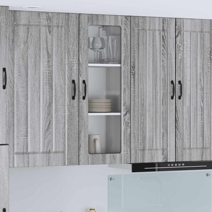 Wall Glass Cabinet LUCCA Grey Sonoma 40 x 31 x 100 cm